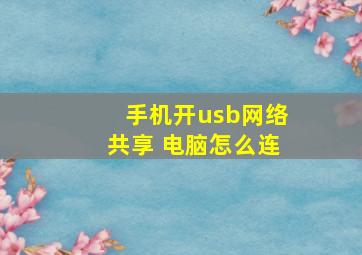 手机开usb网络共享 电脑怎么连